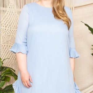 Pleated Ruffle Detailed Mini Dress